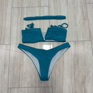 Zaful Women’s Dark Teal Blue V Neck Bikini Size S